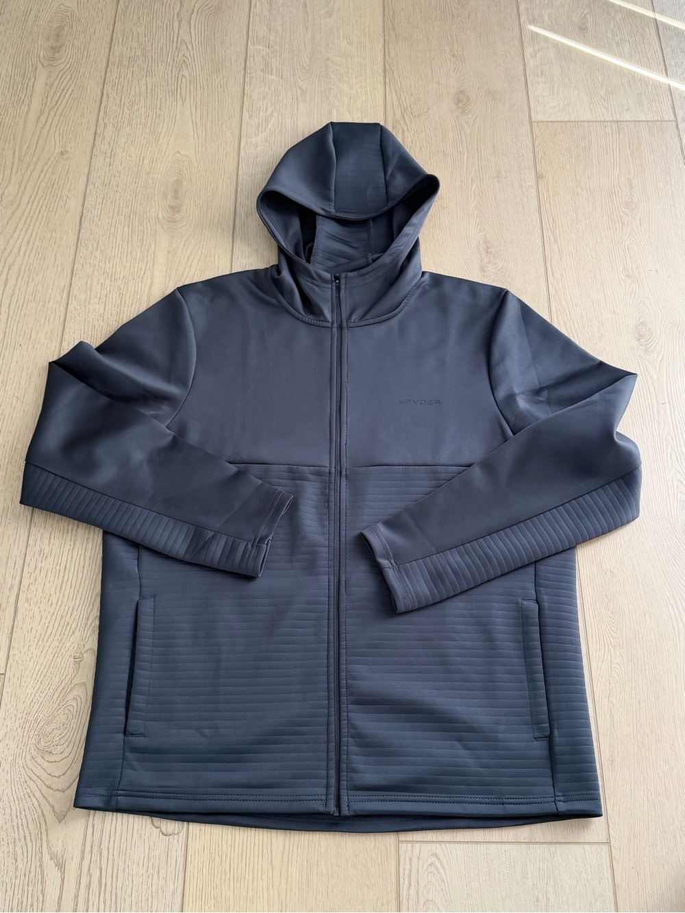 Spyder Men's Hooded Full-Zip Jacket in Dark Grey